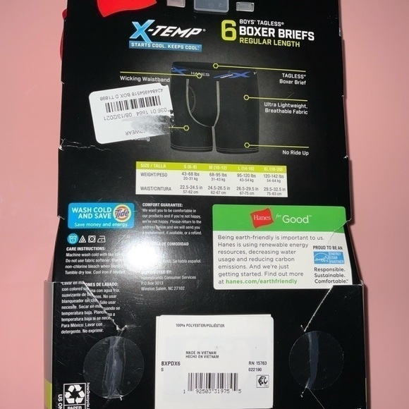 Hanes Boys' X-Temp® Lightweight Boxer Briefs Assorted 6-Pack. Size-S/P. 6-8 - Picture 2 of 6